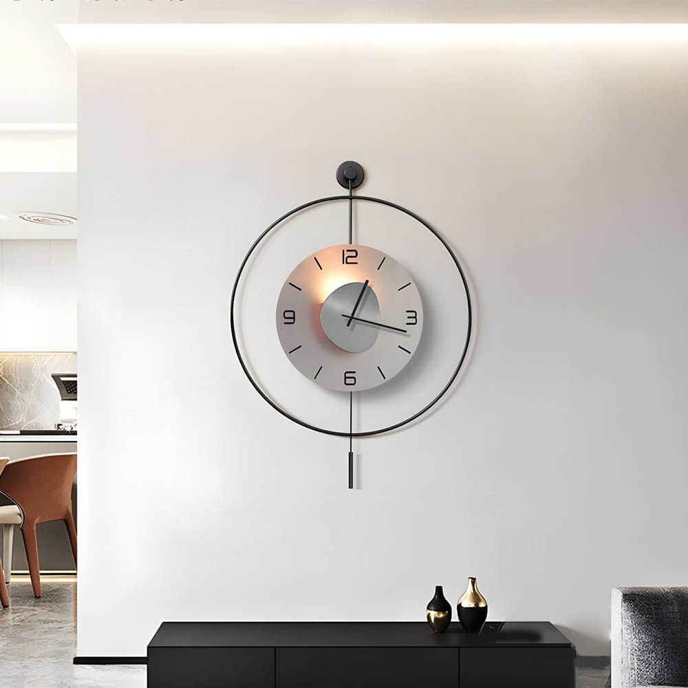 Round LED Wall Clock | Battery Operated | Hanging Metal Clock