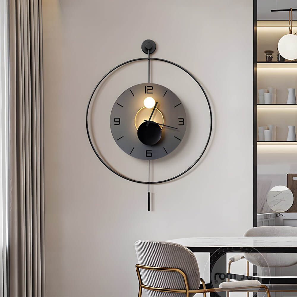 Round LED Wall Clock | Battery Operated | Hanging Metal Clock