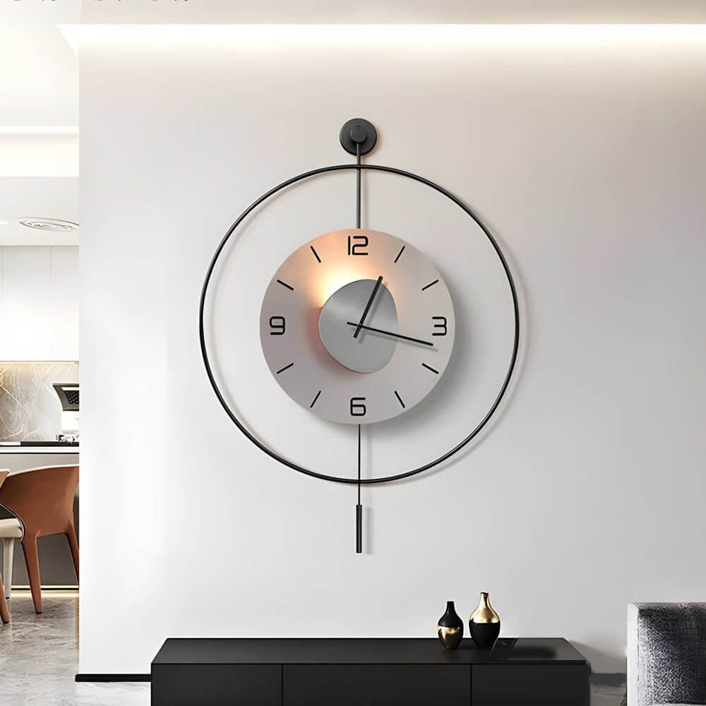 Round LED Wall Clock | Battery Operated | Hanging Metal Clock