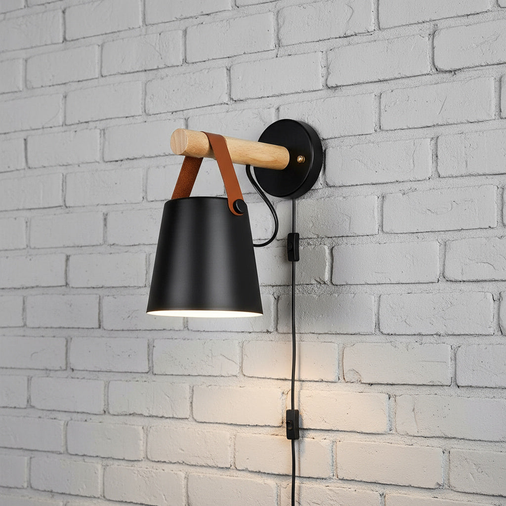 Marit Wooden Wall Light | 8.6 x 5.1x in | Nordic Wood & Metal Sconce | Bedroom Lighting | Brick by Brick