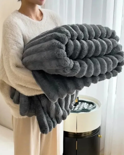 Plush Throw Blanket | Striped Fleece | Ultra Soft | Lightweight Warm Blanket | Brick By Brick