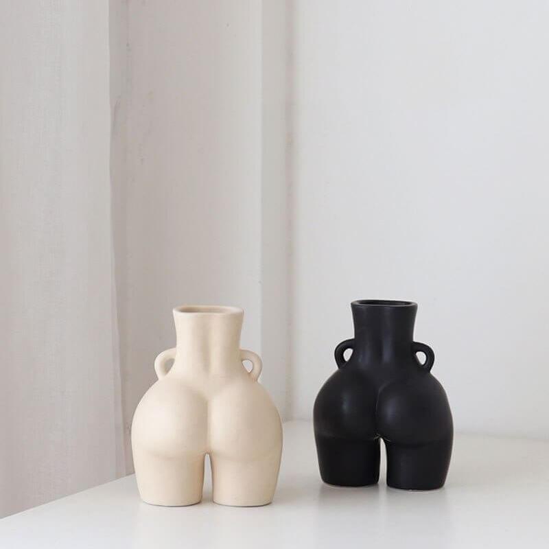 Ceramic Body Vase | Sculptural Accent for Dried Florals | Matte Finish | Compact 5.5" Statement Piece