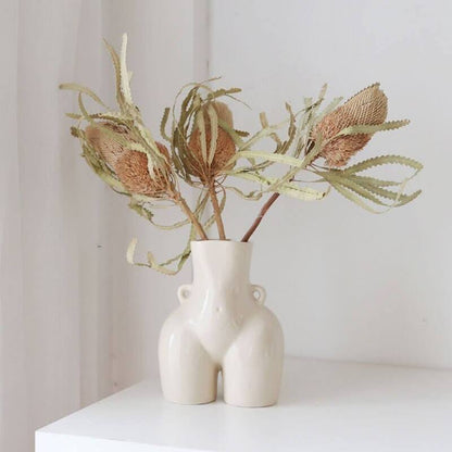 Ceramic Body Vase | Sculptural Accent for Dried Florals | Matte Finish | Compact 5.5" Statement Piece