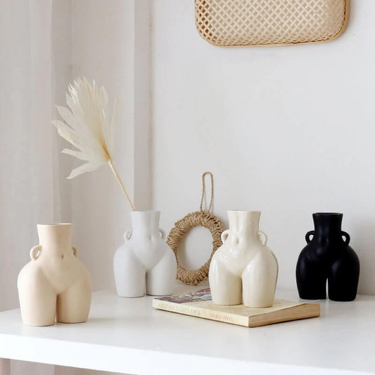 Ceramic Body Vase | Sculptural Accent for Dried Florals | Matte Finish | Compact 5.5" Statement Piece