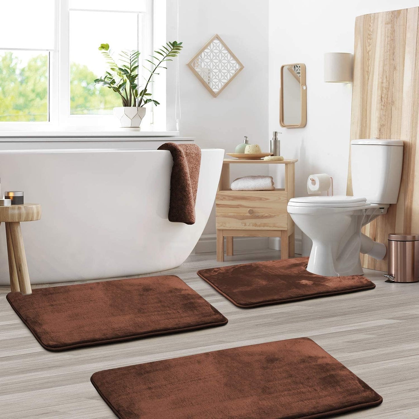 Luxury Bathroom Mat Set | 3-Piece Memory Foam | Anti-Slip, Absorbent, Washable | Includes Contour Mat