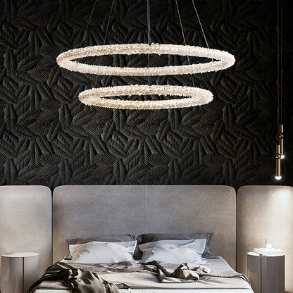Crystal Ring Chandelier | H2.5in | Modern LED Pendant Light | Adjustable Art Deco Ceiling Fixture | Brick by Brick