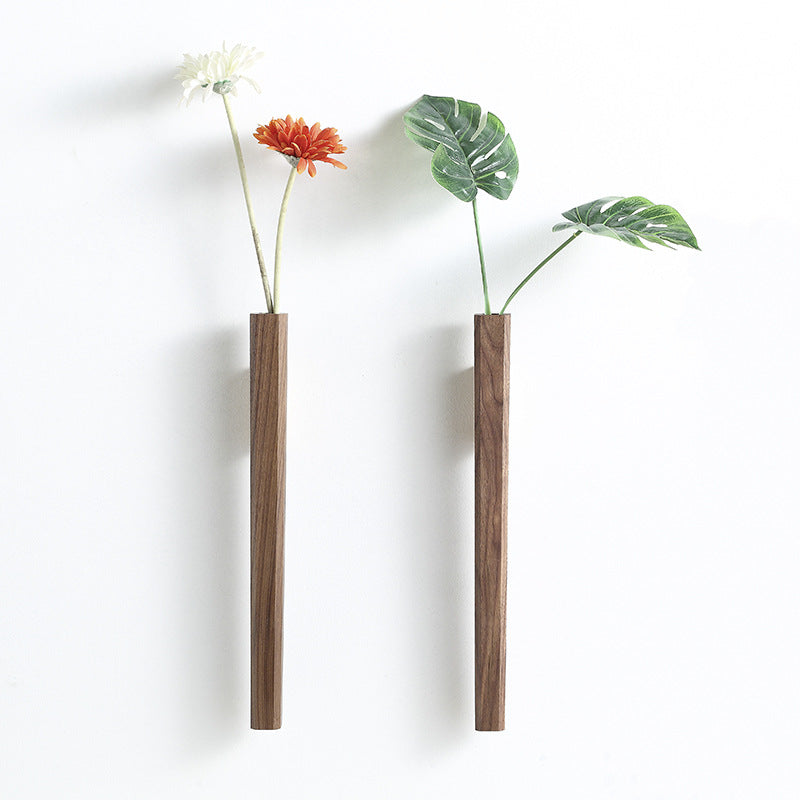 Modern Wall Vase | 6 x 4 in | Solid Walnut Wood Design | Minimalist Wall Décor Accent | Brick by Brick