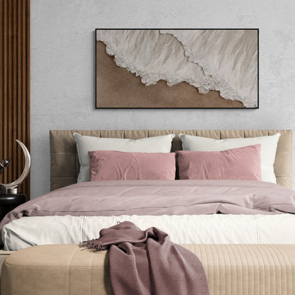 Plaster Seascape Wall Art | 46 - 110 in | Textured Coastal Canvas Painting | Sands and Waves | Brick by Brick