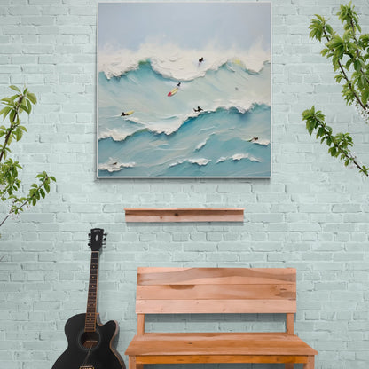 Ocean Riders Wall Art | 23 - 63 in | Textured Plaster Seascape Art | Coastal Wall Decor | Brick by Brick