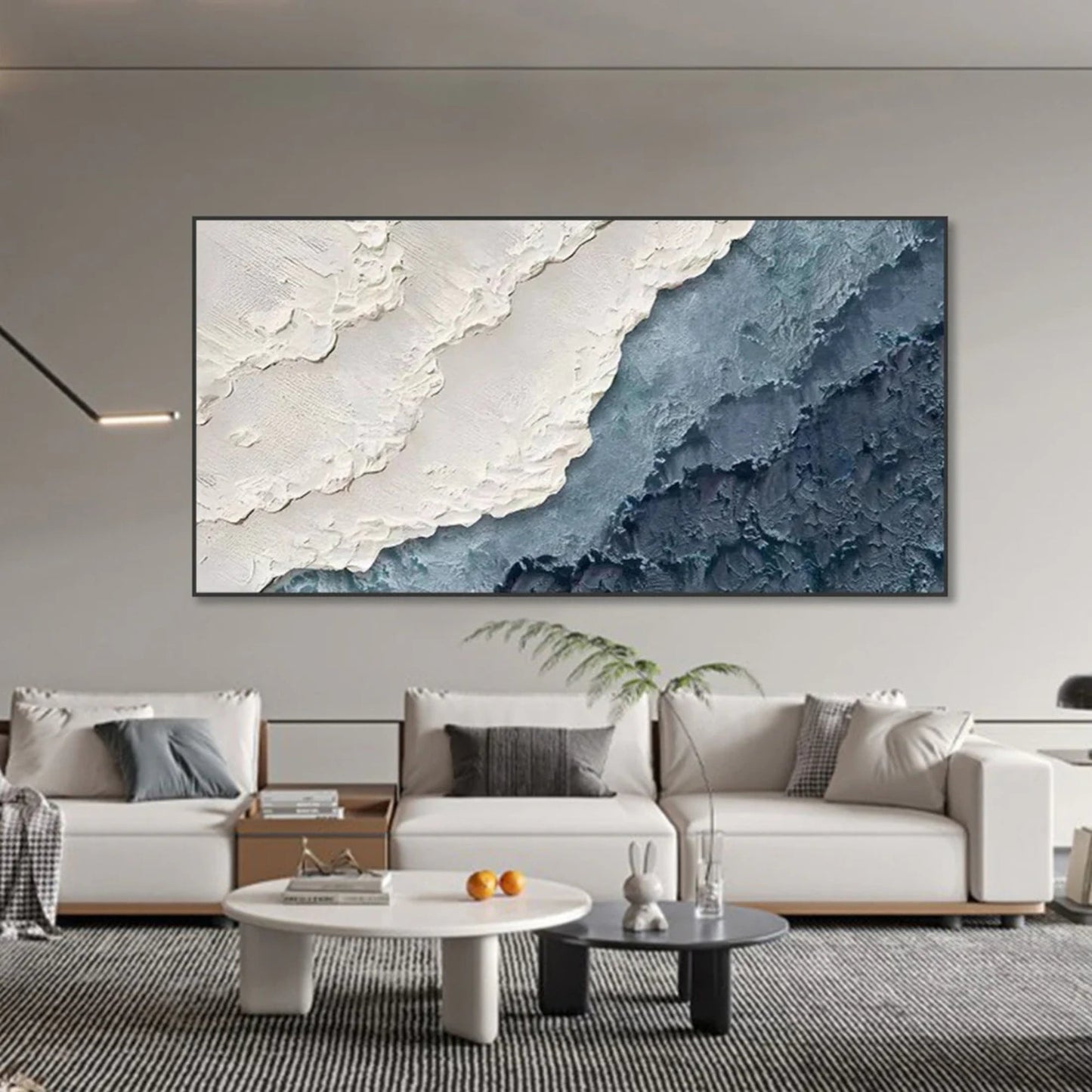 Abstract Seascape Wall Art | 46 - 110 in | Mariner’s Canvas | Textured Ocean Waves | Brick by Brick