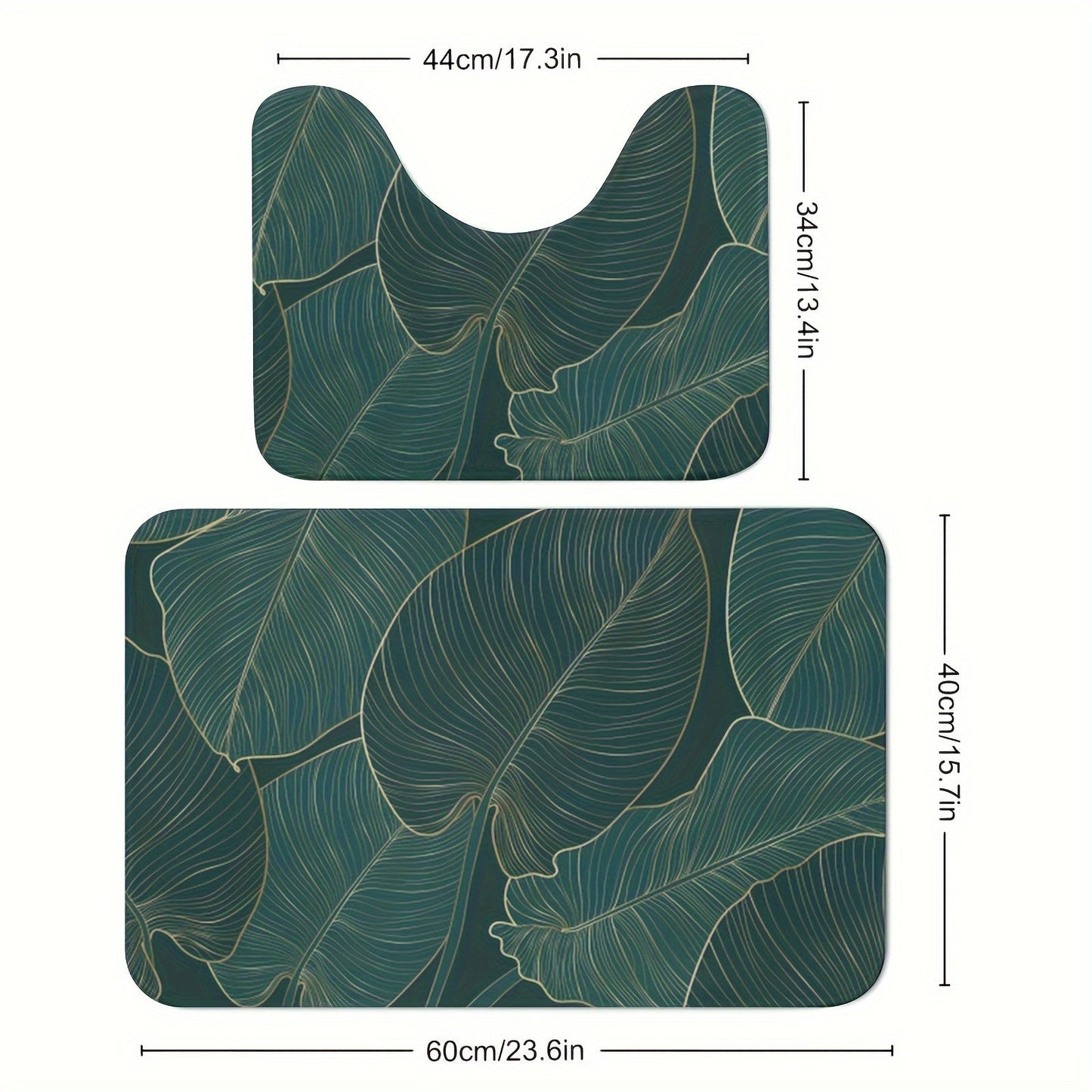 Tropical Leaf Bath Mat Set | Soft Microfiber Absorbent | Non-Slip | 2-Piece | Brick by Brick