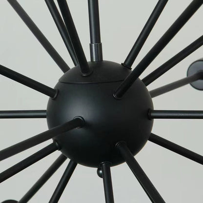 Alessio Industrial Sputnik Chandelier | 29.9 - 37.8 in | 18-Light | Black Metal Design | Brick by Brick