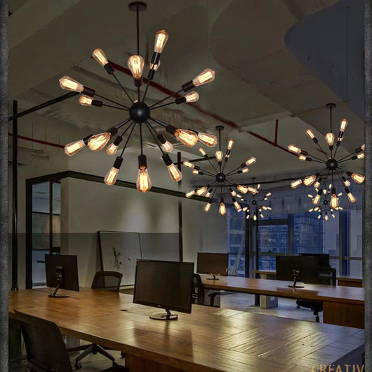 Alessio Industrial Sputnik Chandelier | 29.9 - 37.8 in | 18-Light | Black Metal Design | Brick by Brick