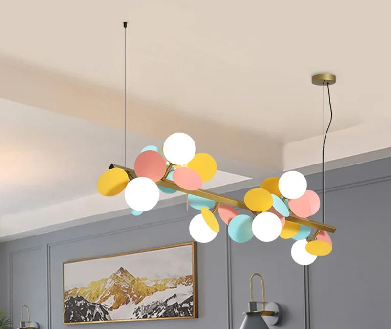 Modern Nordic Glass Ball Chandelier | 6 - 12 Heads | Long Gold Iron Pendant Light | LED Hanging Lamp | Brick by Brick