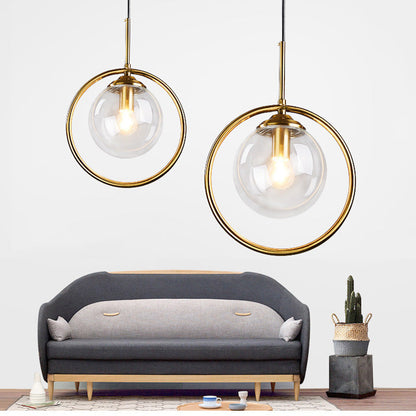 Glass Globe Pendant Lamp | 9.8 x 11.8 in | LED with 3 Light Modes | Elegant Indoor Fixture | Brick by Brick