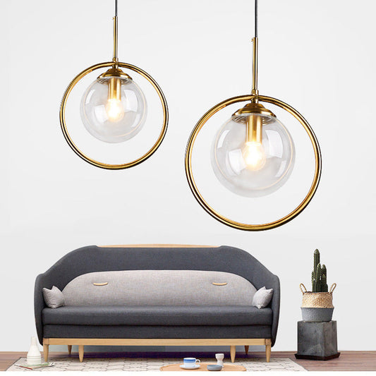 Glass Globe Pendant Lamp | 9.8 x 11.8 in | LED with 3 Light Modes | Elegant Indoor Fixture | Brick by Brick