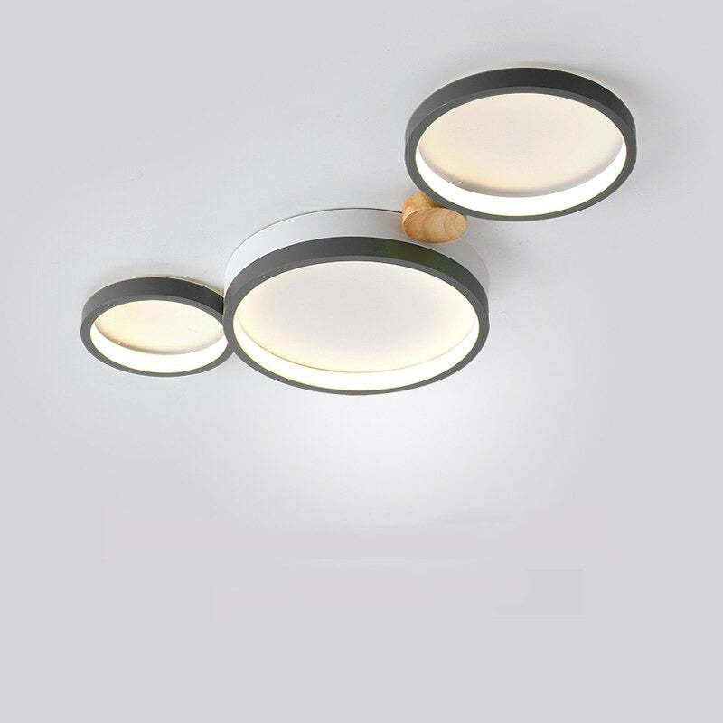 Modern LED Ceiling Light | Triple Ring Gray Metal Design | Energy-Efficient Warm White Fixture | Brick by Brick