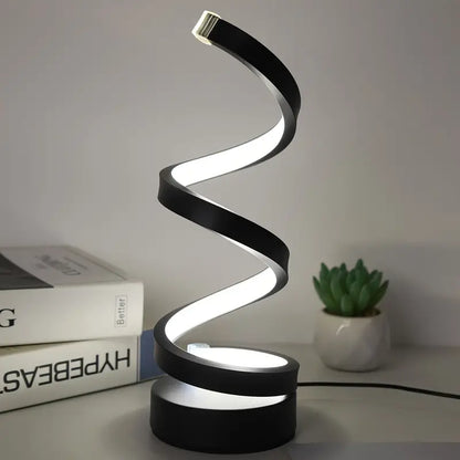 Modern Spiral Table Lamp | Dimmable LED | 15.7" Tall | Energy-Efficient Sculptural Light