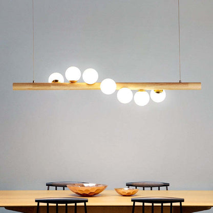 Glass Bubble Pendant Light | 31.5 - 47.2 in | Wood Walnut | Modern LED Ceiling Light | Living Room | Dining Room | Brick by Brick