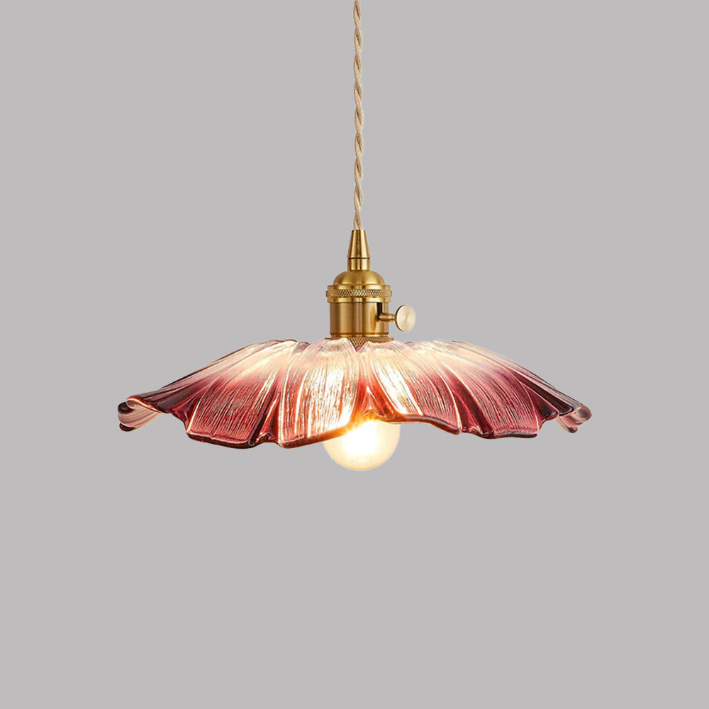 Vintage Floral Glass Pendant Light | Retro Elegance | Warm Glow | Adjustable Hanging | Brick by Brick