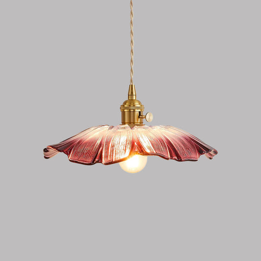 Vintage Floral Glass Pendant Light | Retro Elegance | Warm Glow | Adjustable Hanging | Brick by Brick