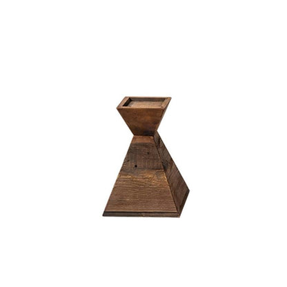 Wooden Candle Holder | H16, 24, 32 in | Nut Brown Pyramid Table Centerpiece | Brick by Brick