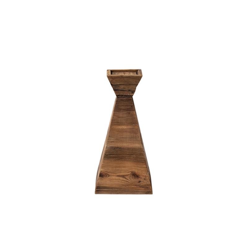 Wooden Candle Holder | H16, 24, 32 in | Nut Brown Pyramid Table Centerpiece | Brick by Brick