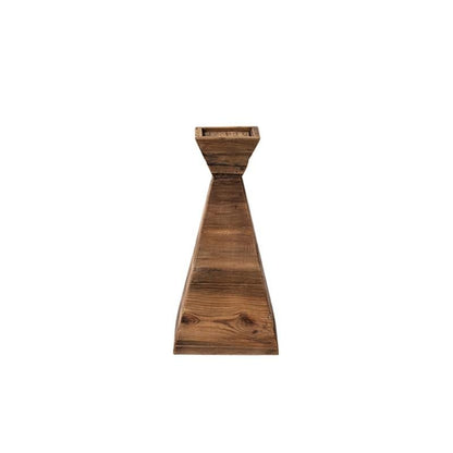 Wooden Candle Holder | H16, 24, 32 in | Nut Brown Pyramid Table Centerpiece | Brick by Brick