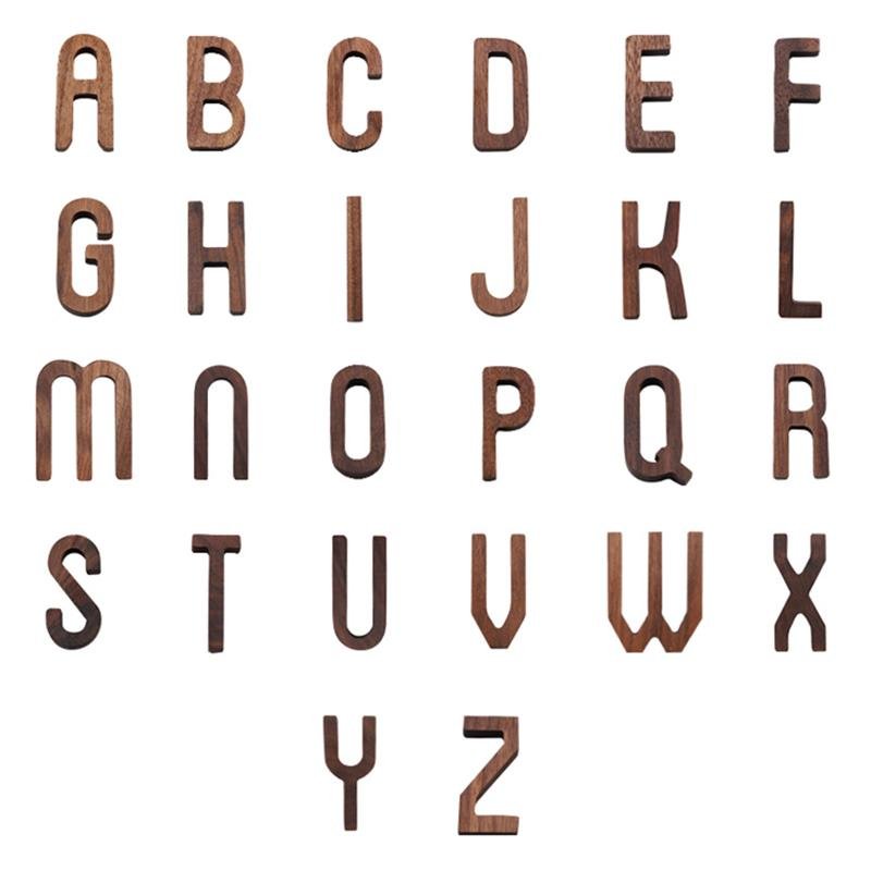 Black Walnut Letters | 2 x 3 x 0.4 in | Personalized Wooden Decoration | Desk or Wall Accent | Brick by Brick