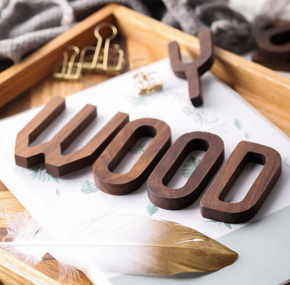 Black Walnut Letters | 2 x 3 x 0.4 in | Personalized Wooden Decoration | Desk or Wall Accent | Brick by Brick