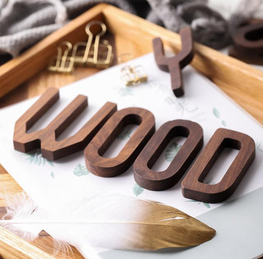 Black Walnut Letters | 2 x 3 x 0.4 in | Personalized Wooden Decoration | Desk or Wall Accent | Brick by Brick
