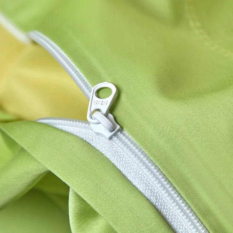 Egyptian Cotton Duvet Cover Set | 78.7 - 90.6 in | Dual-Tone Yellow Green | Luxury Bedding for Queen & King Beds | Brick by Brick