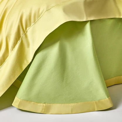 Egyptian Cotton Duvet Cover Set | 78.7 - 90.6 in | Dual-Tone Yellow Green | Luxury Bedding for Queen & King Beds | Brick by Brick