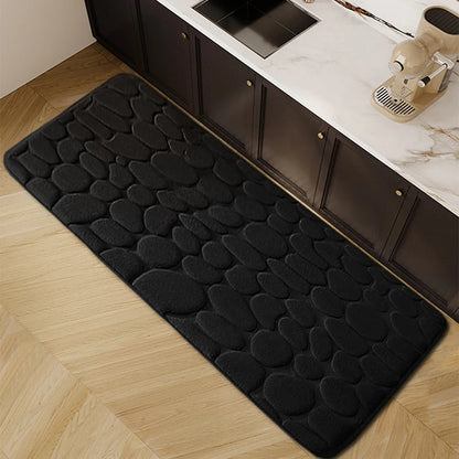 Cobblestone Kitchen Mat | L23.62-62.63 in | Non-Slip Washable Polyester Rug | Absorbent Home Floor Carpet | Brick by Brick