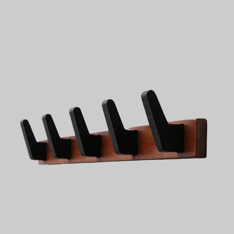 Solid Wood Wall Coat Rack | 11.42-18.11x3.35x2.17 in | 4- 5 Hooks | Natural Space-Saving Organizer | Brick by Brick
