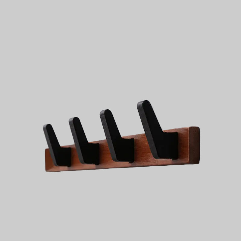 Solid Wood Wall Coat Rack | 11.42-18.11x3.35x2.17 in | 4- 5 Hooks | Natural Space-Saving Organizer | Brick by Brick