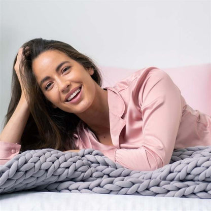 Knitted Weighted Blanket | Breathable Soft Throw | Stress Relief Comfort | Brick by Brick