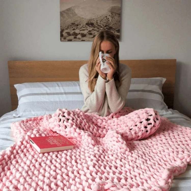 Knitted Weighted Blanket | Breathable Soft Throw | Stress Relief Comfort | Brick by Brick