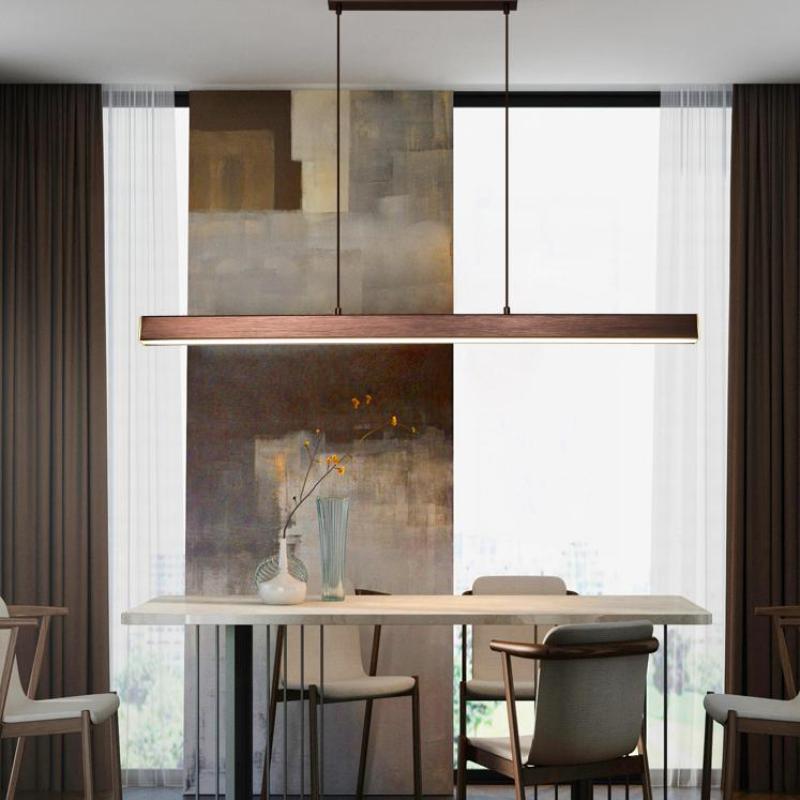 Modern LED Dining Room Chandelier | H 47.2 in | Nordic Long Hanging Fixture | Black or Gold Finish | Brick by Brick