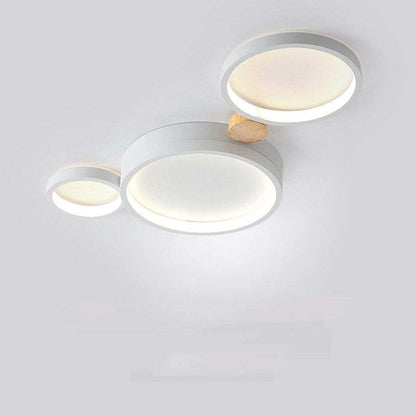 Modern LED Ceiling Light | Triple Ring Gray Metal Design | Energy-Efficient Warm White Fixture | Brick by Brick