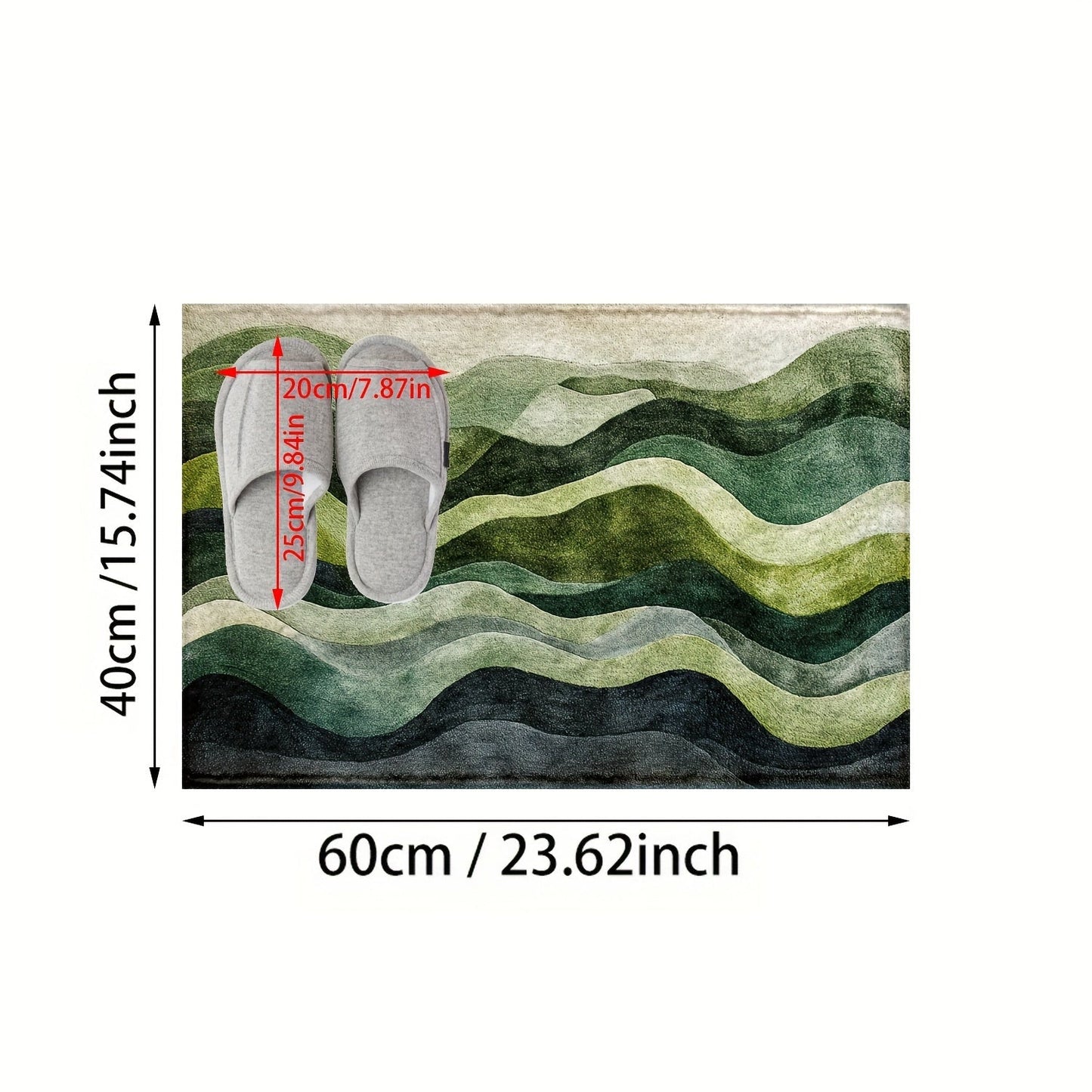 Bath Mat Geometric Wave Design | Faux Cashmere Soft Absorbent Non-Slip | Brick by Brick