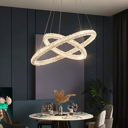 Crystal Ring Chandelier | H2.5in | Modern LED Pendant Light | Adjustable Art Deco Ceiling Fixture | Brick by Brick