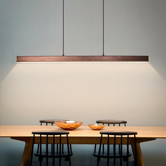 Modern LED Dining Room Chandelier | H 47.2 in | Nordic Long Hanging Fixture | Black or Gold Finish | Brick by Brick