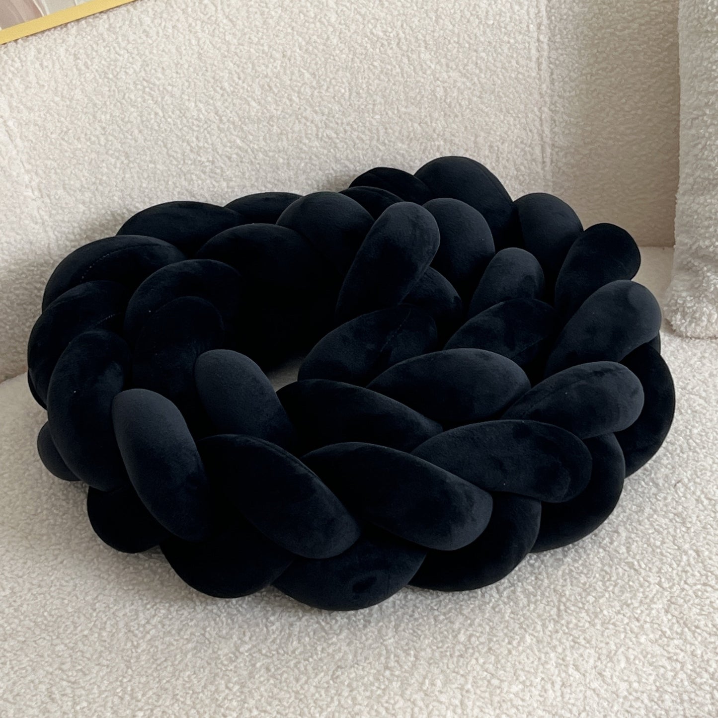 Braided Floor Cushion | Chunky Knit Floor Pillow | Modern Cream Seating | Decorative Home Accent | Brick by Brick