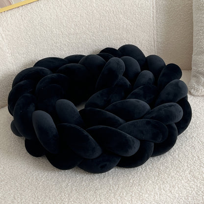 Braided Floor Cushion | Chunky Knit Floor Pillow | Modern Cream Seating | Decorative Home Accent | Brick by Brick