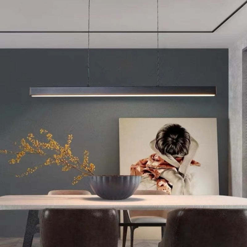 Modern LED Dining Room Chandelier | H 47.2 in | Nordic Long Hanging Fixture | Black or Gold Finish | Brick by Brick