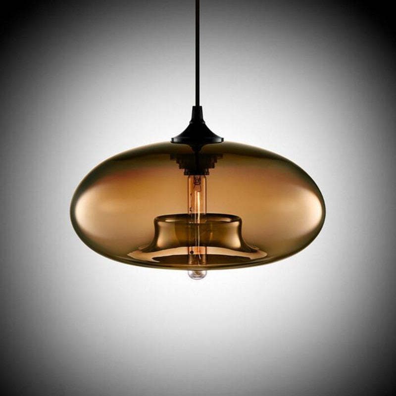 Bread-Shaped Glass Pendant Light | 11 x 5.9 in | Contemporary Metal & Glass Ceiling Fixture | Height Adjustable | Brick by Brick