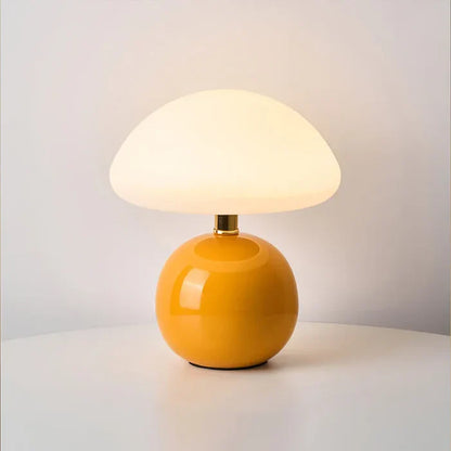 Mushroom-Style Table Lamp | 7.9 × 8.7 in | Cream Ceramic | Modern Bauhaus Design | LED Ambient Light | Brick by Brick