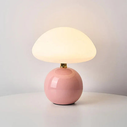 Mushroom-Style Table Lamp | 7.9 × 8.7 in | Cream Ceramic | Modern Bauhaus Design | LED Ambient Light | Brick by Brick