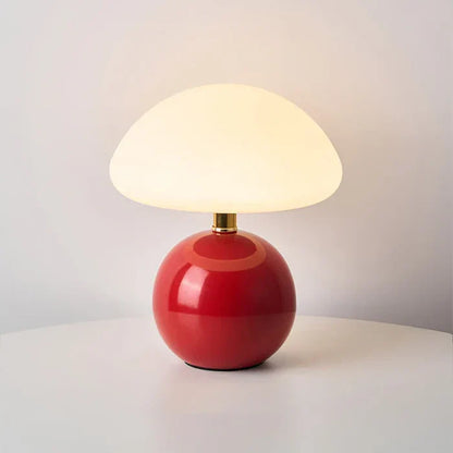 Mushroom-Style Table Lamp | 7.9 × 8.7 in | Cream Ceramic | Modern Bauhaus Design | LED Ambient Light | Brick by Brick